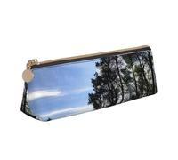 SKKNT Golf Course and tree Print Cosmetics Case Large Capacity Triangle Design Zippered Pen Holder for Writing Tools