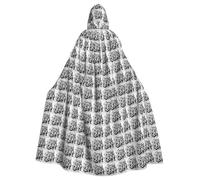 SKKNT Graffiti Drawing Print Halloween Unisex Full Length Hooded Cloak For Carnival Cosplay Medieval Festivals