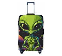 SKKNT Green alien Print Washable Suitcase Cover Personalized Luggage Protector Travel Elastic Anti Scratch, Black, XL