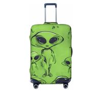 SKKNT Green aliens Print Washable Suitcase Cover Personalized Luggage Protector Travel Elastic Anti Scratch, Black, Medium