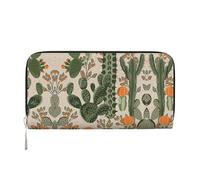 SKKNT Green Cactus Print Spacious Trendy Leather Hand Wallet Women Wallet Clutch for Casual and Travel Use, Black, One Size, Art