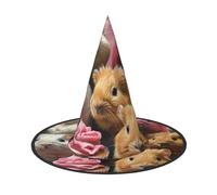 SKKNT Guinea Pigs And Cupcakes Print Halloween Witch Hat Unisex Carnival Costume Accessory Cap Parties Themed Events