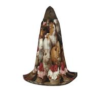 SKKNT Guinea Pigs And Cupcakes Print Hooded Cloak Unisex Variety Wizard Robe Halloween Cosplay And Carnival Gothic