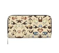 SKKNT Hairy Ferret Print Spacious Trendy Leather Hand Wallet Women Wallet Clutch for Casual and Travel Use, Black, One Size, Art