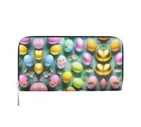 SKKNT Happy Easter Holiday Print Spacious Trendy Leather Hand Wallet Women Wallet Clutch for Casual and Travel Use, Black, One Size, Art