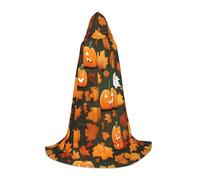 SKKNT Happy Thanksgiving Day Pumpkin Print Hooded Cloak Unisex Variety Wizard Robe Halloween Cosplay And Carnival Gothic