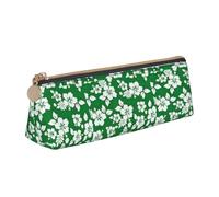 SKKNT Hawaii Flower Print Cosmetics Case Large Capacity Triangle Design Zippered Pen Holder for Writing Tools