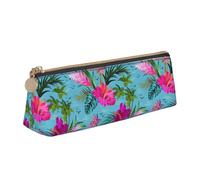 SKKNT Hello Hawaii Print Cosmetics Case Large Capacity Triangle Design Zippered Pen Holder for Writing Tools
