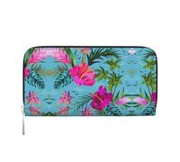 SKKNT Hello Hawaii Print Spacious Trendy Leather Hand Wallet Women Wallet Clutch for Casual and Travel Use, Black, One Size, Art