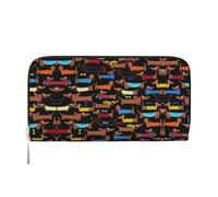 SKKNT I Love My Dog Dachshunds Print Spacious Trendy Leather Hand Wallet Women Wallet Clutch for Casual and Travel Use, Black, One Size, Art