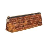 SKKNT Industrial Brick Wall Background Print Cosmetics Case Large Capacity Triangle Design Zippered Pen Holder for Writing Tools