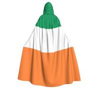 SKKNT Irish Flag Print Halloween Unisex Full Length Hooded Cloak For Carnival Cosplay Medieval Festivals