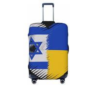 SKKNT Israel and Ukraine Print Washable Suitcase Cover Personalized Luggage Protector Travel Elastic Anti Scratch, Black, Medium