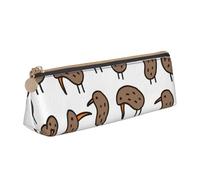 SKKNT Kiwi Birds Cute Print Cosmetics Case Large Capacity Triangle Design Zippered Pen Holder for Writing Tools