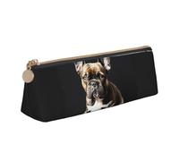 SKKNT long ears french bulldog Print Cosmetics Case Large Capacity Triangle Design Zippered Pen Holder for Writing Tools