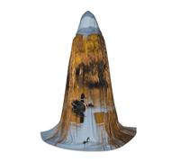 SKKNT Loon Nature Bird Print Hooded Cloak Unisex Variety Wizard Robe Halloween Cosplay And Carnival Gothic