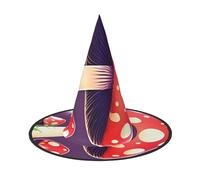 SKKNT Magic Red Mushroom Print Halloween Witch Hat Unisex Carnival Costume Accessory Cap Parties Themed Events