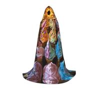 SKKNT Many Colored Ice Cream Print Hooded Cloak Unisex Variety Wizard Robe Halloween Cosplay And Carnival Gothic