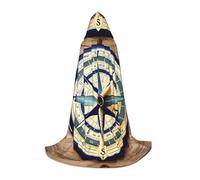 SKKNT Maritime Sailboat Compass Print Halloween Hooded Cloak Full Length Cape With Hood For Men And Women For Carnival
