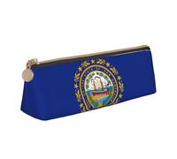 SKKNT New Hampshire state flag Print Cosmetics Case Large Capacity Triangle Design Zippered Pen Holder for Writing Tools