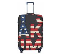 SKKNT Patriotic Lake Print Washable Suitcase Cover Personalized Luggage Protector Travel Elastic Anti Scratch, Black, Large