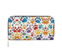 SKKNT Paw Prints Art 1 Print Spacious Trendy Leather Hand Wallet Women Wallet Clutch for Casual and Travel Use, Black, One Size, Art