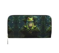 SKKNT Peace Frog Tree Print Spacious Trendy Leather Hand Wallet Women Wallet Clutch for Casual and Travel Use, Black, One Size, Art