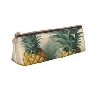 SKKNT Pineapple Print Cosmetics Case Large Capacity Triangle Design Zippered Pen Holder for Writing Tools