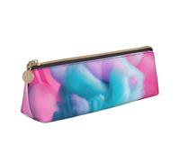 SKKNT Pink Cotton Candy Print Cosmetics Case Large Capacity Triangle Design Zippered Pen Holder for Writing Tools