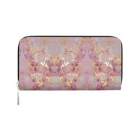 SKKNT Pink Marble Texture Print Spacious Trendy Leather Hand Wallet Women Wallet Clutch for Casual and Travel Use, Black, One Size, Art