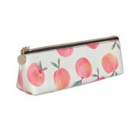 SKKNT Pink Peach Print Cosmetics Case Large Capacity Triangle Design Zippered Pen Holder for Writing Tools