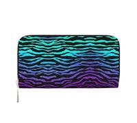 SKKNT Purple Blue Green Camouflage Zebra Stripes Print Spacious Trendy Leather Hand Wallet Women Wallet Clutch for Casual and Travel Use, Black, One Size, Art