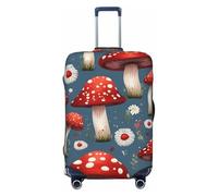 SKKNT Red White Mushroom Print Washable Suitcase Cover Personalized Luggage Protector Travel Elastic Anti Scratch, Black, M