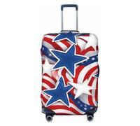 SKKNT red white star stripe flag Print Washable Suitcase Cover Personalized Luggage Protector Travel Elastic Anti Scratch, Black, L