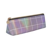 SKKNT Reflective square Print Cosmetics Case Large Capacity Triangle Design Zippered Pen Holder for Writing Tools