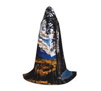 SKKNT Rocky Mountain Range Print Halloween Hooded Cloak Full Length Cape With Hood For Men And Women For Carnival