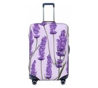 SKKNT Romantic Purple Lavender Print Washable Suitcase Cover Personalized Luggage Protector Travel Elastic Anti Scratch, Black, Small