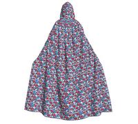 SKKNT Romantic Red Heart Print Adult Hooded Cloak Comfortable Long Costume Halloween Christmas Carnival Theme