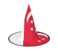 SKKNT Singapore Flag Print Halloween Witch Hat Unisex Carnival Costume Accessory Cap Parties Themed Events