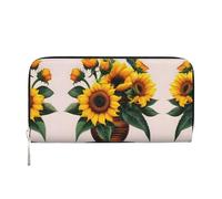 SKKNT Sunflower and Rose Print Spacious Trendy Leather Hand Wallet Women Wallet Clutch for Casual and Travel Use, Black, One Size, Art