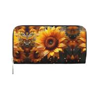 SKKNT Sunflower beauty Print Spacious Trendy Leather Hand Wallet Women Wallet Clutch for Casual and Travel Use, Black, One Size, Art