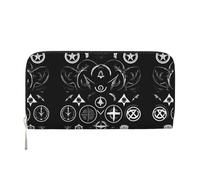SKKNT Supernatural Symbols Black Print Spacious Trendy Leather Hand Wallet Women Wallet Clutch for Casual and Travel Use, Black, One Size, Art
