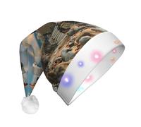 SKKNT The Seaside Lighthouse Print Men Women Led Christmas Hat For Festive Party Supplies Xmas Cap Costume Accessory