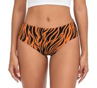 SKKNT Tiger Stripes Orange Pattern Print Comfort With Women'S Briefs Daily Wear And Special Occasions Essentials Hipster, Black, S