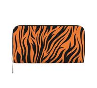 SKKNT Tiger Stripes Orange Pattern Print Spacious Trendy Leather Hand Wallet Women Wallet Clutch for Casual and Travel Use, Black, One Size, Art