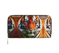 SKKNT Tiger Stripes Orange Pattern Print Spacious Trendy Leather Hand Wallet Women Wallet Clutch for Casual and Travel Use, Black, One Size, Art
