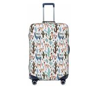 SKKNT Tropical Cactus Animal Lama Print Washable Suitcase Cover Personalized Luggage Protector Travel Elastic Anti Scratch, Black, Medium