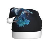 SKKNT Unique 3d Animal Dolphin Print Adult Christmas Hat Festive Costumes Santa Hats Trim Ball Holiday Parties New Year