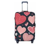 SKKNT Valentine's Hearts Print Washable Suitcase Cover Personalized Luggage Protector Travel Elastic Anti Scratch, Black, M