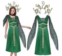 Skknuny Medusa Costume Women Greek Goddess Outfits Cosplay Medusa Fancy Dress with Headwear for Halloween Carnival Adults (L)